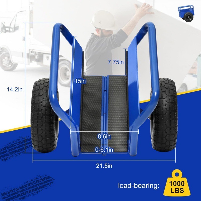 Heavy Duty Panel Dolly Slab Dolly with Handle & 2 10