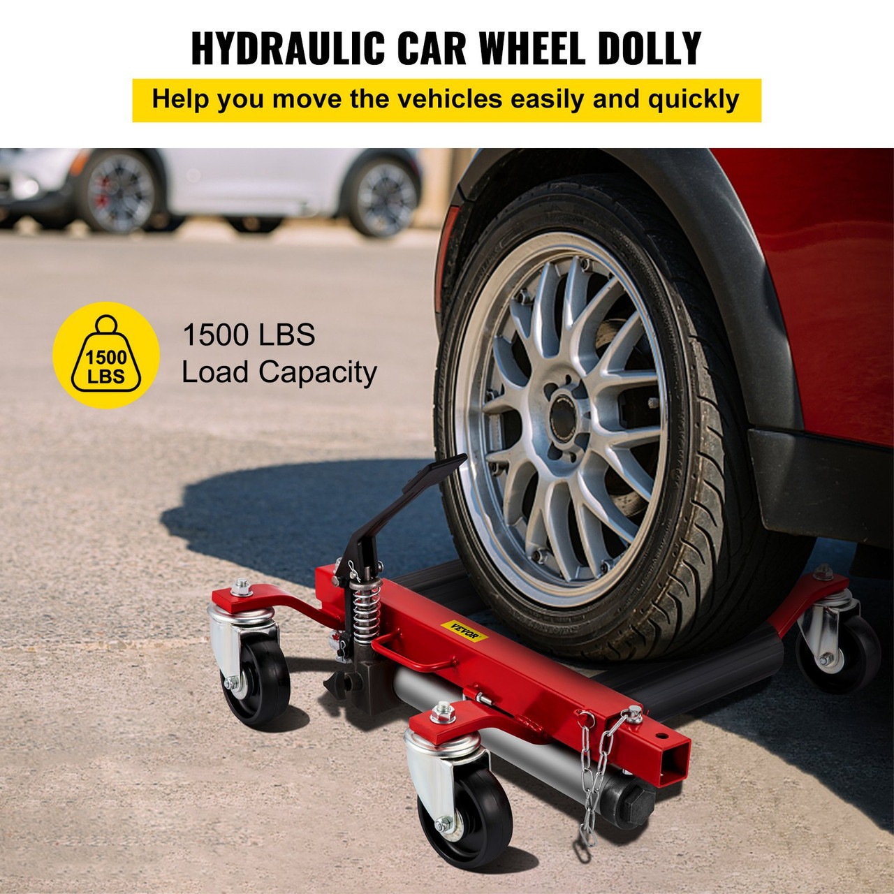 1500 lbs Car Skates Vehicle Positioning Hydraulic Tire Jack Truck Rv Trailer Jack/Dolly Ratcheting Foot Pedal