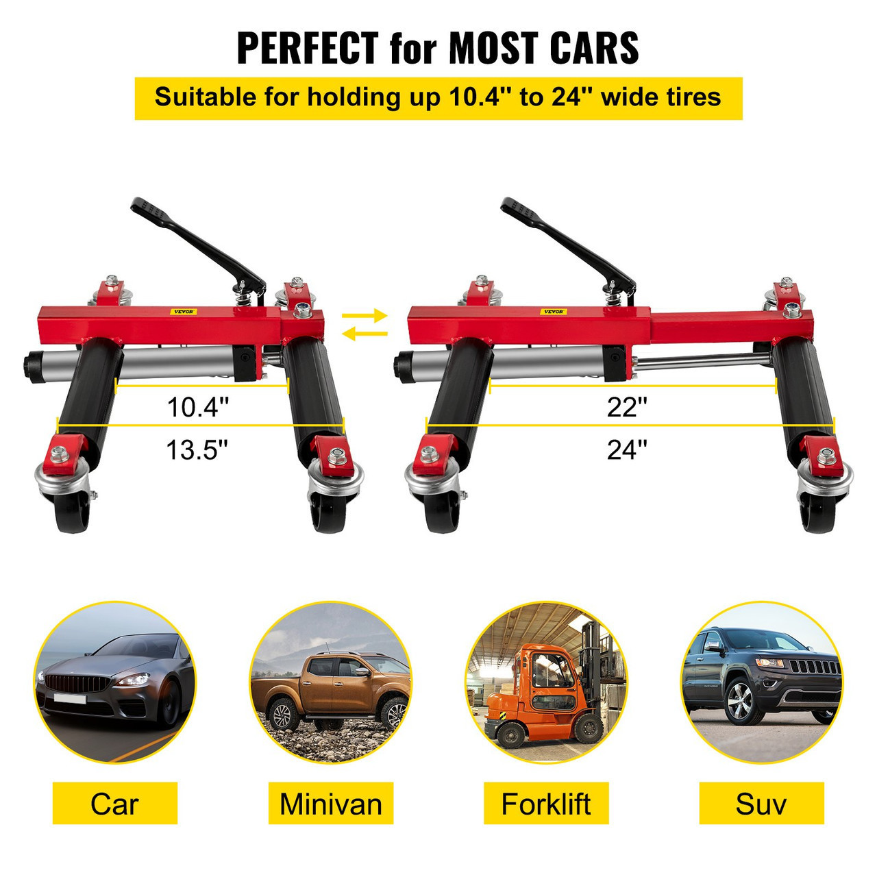 1500 lbs Car Skates Vehicle Positioning Hydraulic Tire Jack Truck Rv Trailer Jack/Dolly Ratcheting Foot Pedal