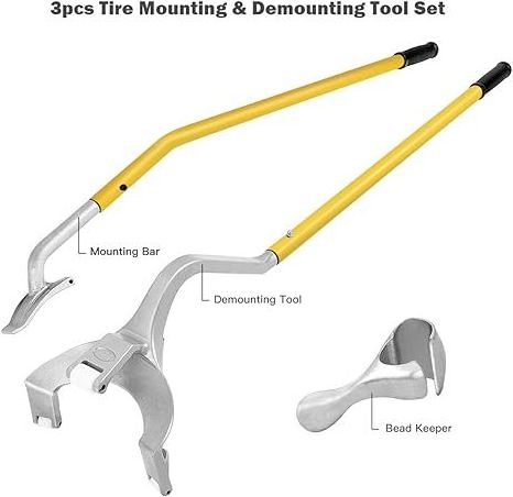 3PCS Tire Changer Demount Tool Adapted to Aluminum and Steel Rims with Extra Bead Keeper