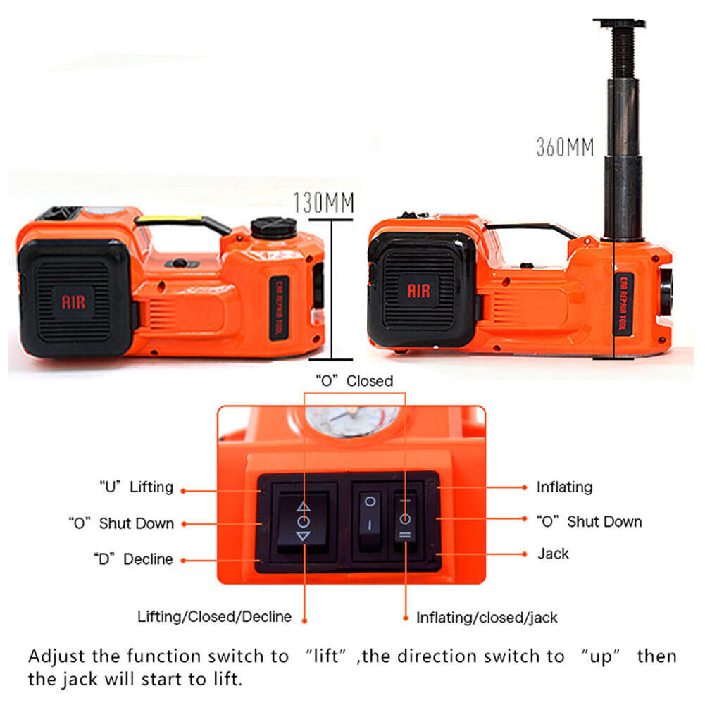 5 Ton Car Jack Lift 12V DC Electric Hydraulic Floor Car Jack Lift Tire Inflator