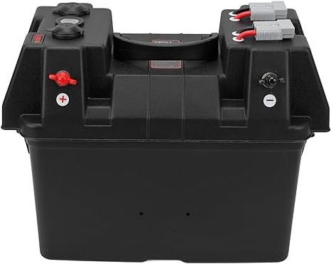 Smart Battery Box 12V Marine Case w/ 50AMP Connectors Multi Ports & Circuit Breaker for RV & Solar Panel