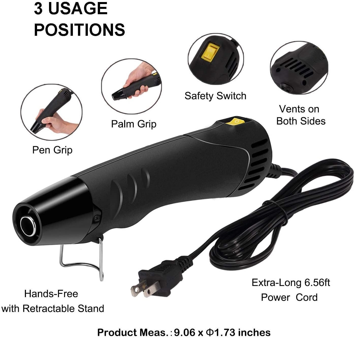 Mini Heat Gun Tiny Hot Air Gun Kit for Wire Connectors, Embossing Small Heat Gun for Epoxy Resin Vinyl Craft Candle Making