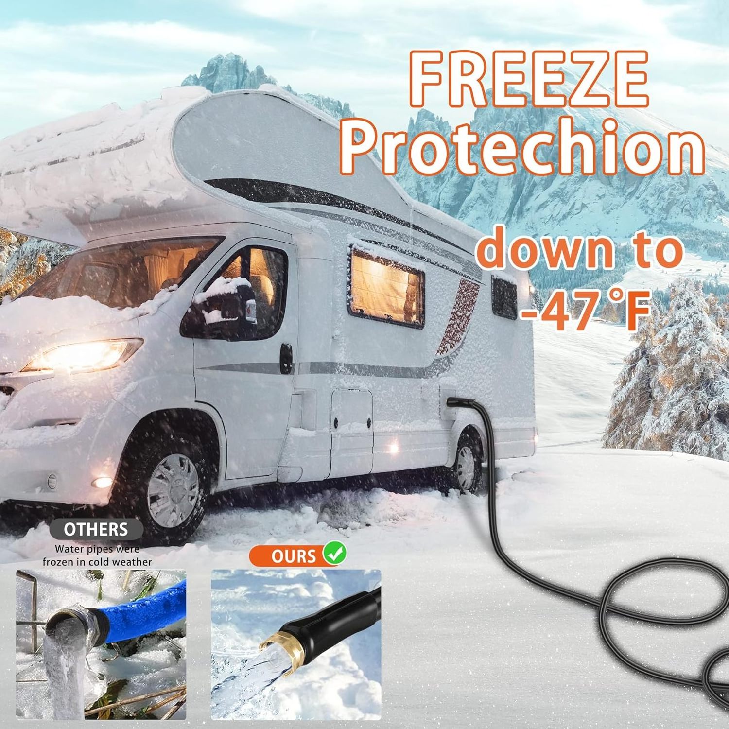 50ft Heated Fresh Water Hose Irrigation Line Freeze Protection Withstands Temperatures up to 35 Degree