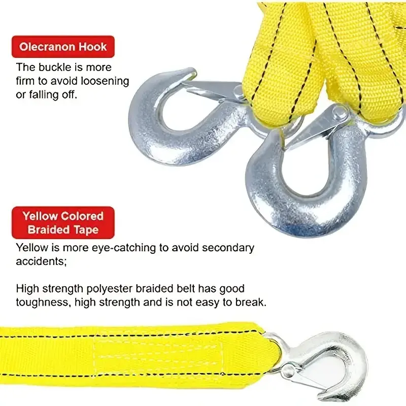 4m/13ft  5 Ton Towing Rope Heavy Duty Nylon Recovery Strap With Storage Bag