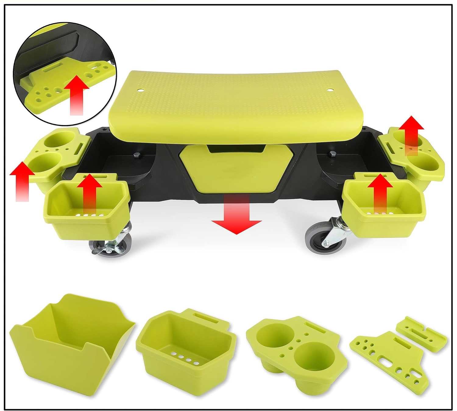 Workshop Creeper Seat Stool Car Detailing Stool Chair Rolling Creeper Garage Seat for Car Repair