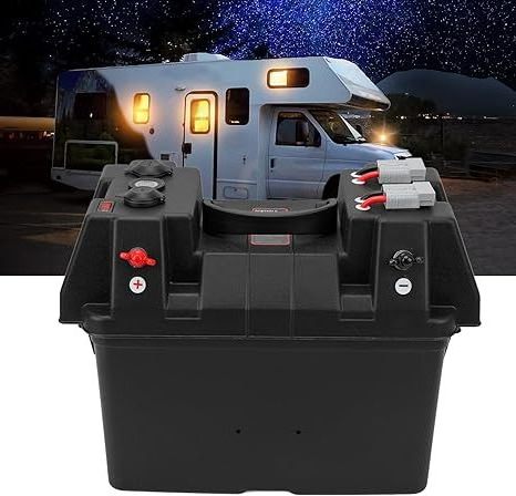 Smart Battery Box 12V Marine Case w/ 50AMP Connectors Multi Ports & Circuit Breaker for RV & Solar Panel