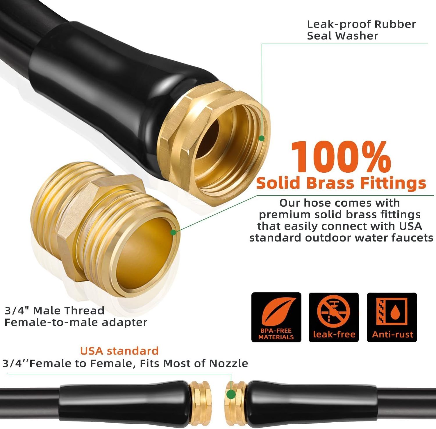 50ft Heated Fresh Water Hose Irrigation Line Freeze Protection Withstands Temperatures up to 35 Degree