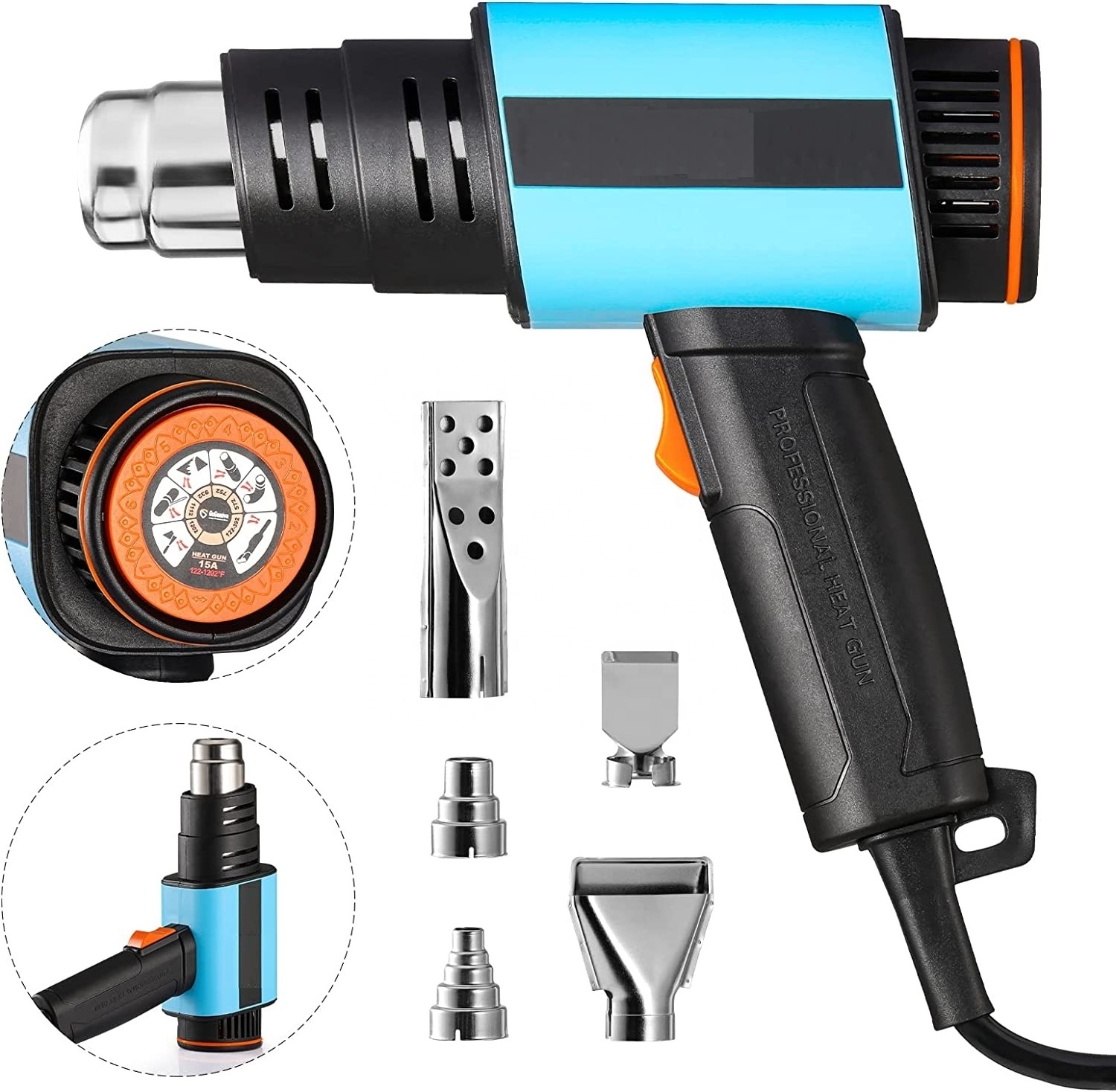 1800W Heat Gun,Heavy Duty Soldering Hot Air Gun,  with 5 Nozzles