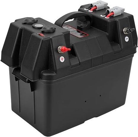 Smart Battery Box 12V Marine Case w/ 50AMP Connectors Multi Ports & Circuit Breaker for RV & Solar Panel