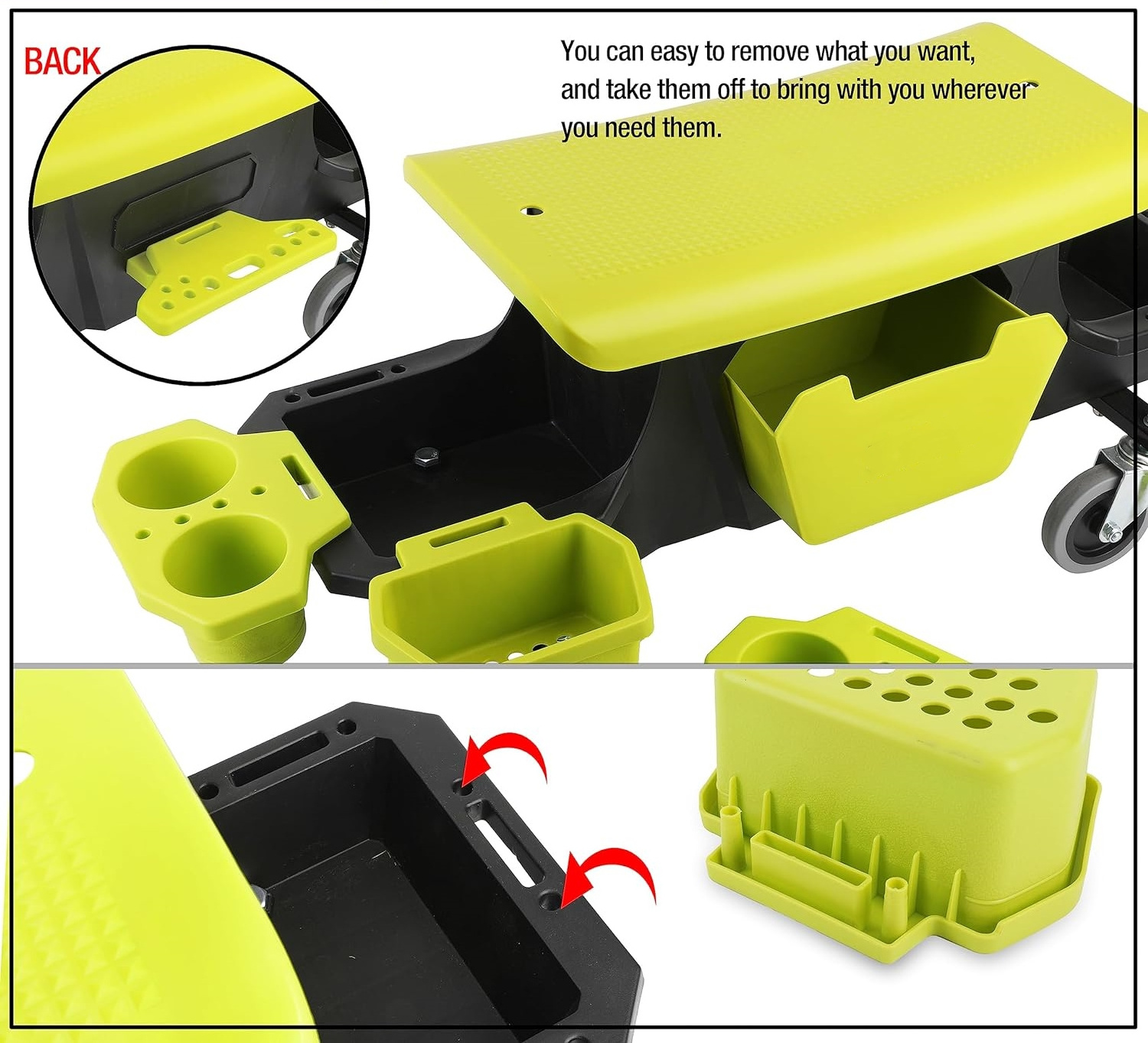 Workshop Creeper Seat Stool Car Detailing Stool Chair Rolling Creeper Garage Seat for Car Repair