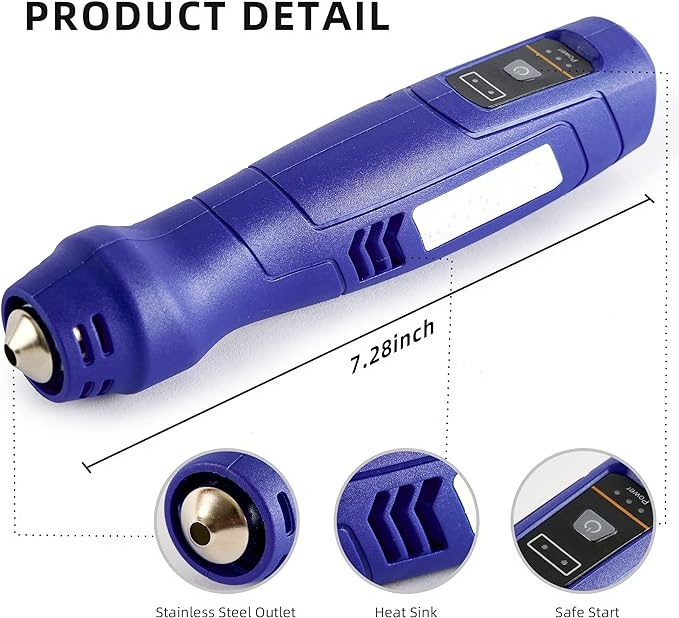 Cordless Heat Gun for Crafts Fast Heating Rechargeable Mini Hot Air Gun for Shrink Wrapping