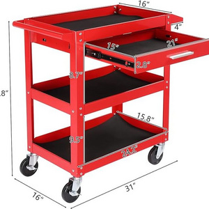 Red Tool Cart Rolling Tool Cabinet with Wheels Mechanical Workshop Tools Organizer