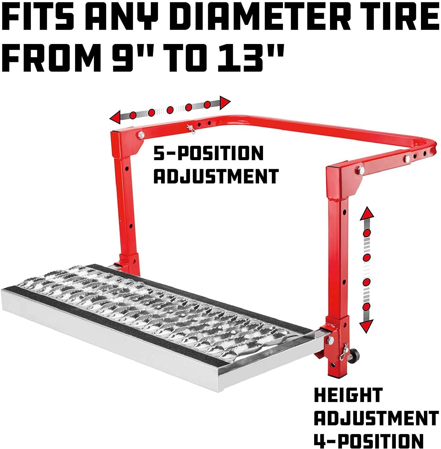 Adjustable Truck Tire Service Step Non Slip Folding Heavy Duty SUV Wheel Ladder