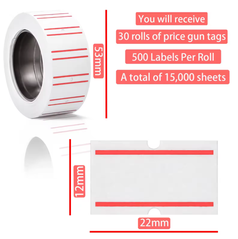 JETLAND Price Label Tag for MX-5500 / 6600 Price Gun Label Sticker, Five Colour Available (10 Roll Per Lot)