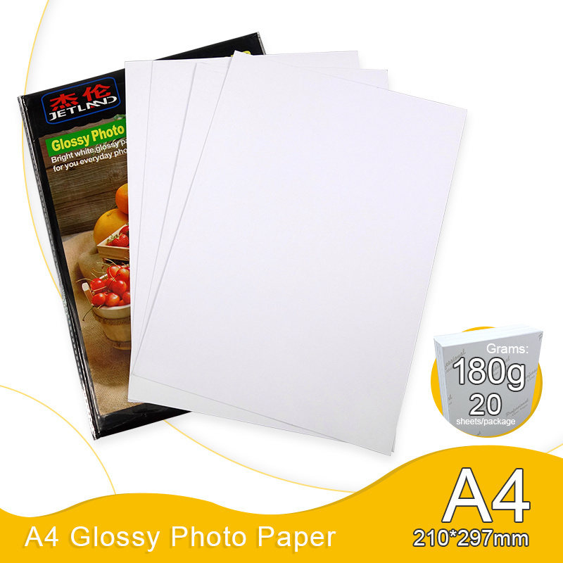 Jetland Custom Factory Price Self Adhesive A4 High Glossy 180gsm Inkjet Photo Paper