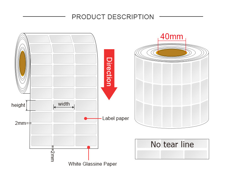 Sliver pet label 20mm ~40mm width Thermal Transfer PET label waterproof electric appliance barcode Stickers