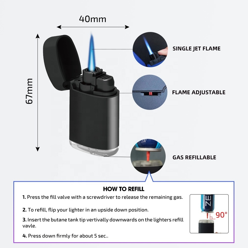 ZENGAZ zl-3 novelty design gas windproof refillable jet flame torch lighter