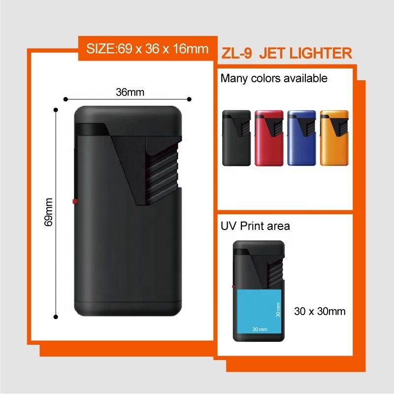 Windproof Smoking Cigarette Double Jet Dual Flame Cigar Custom Logo Lighter