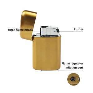 Refillable windproof custom logo gas metal cigarette gift jet torch lighter