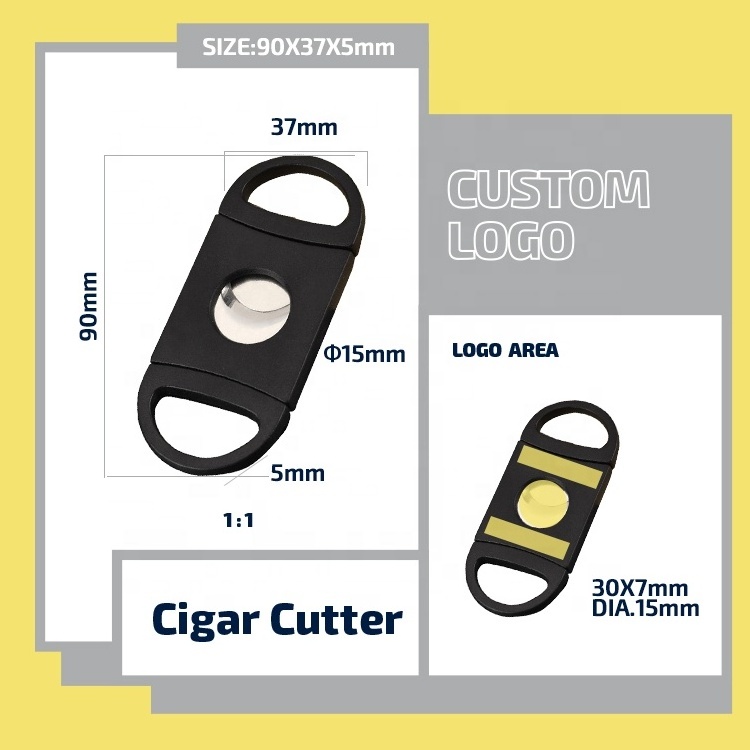 custom logo plastic cigar v cutter stainless steel double blade and lighter set