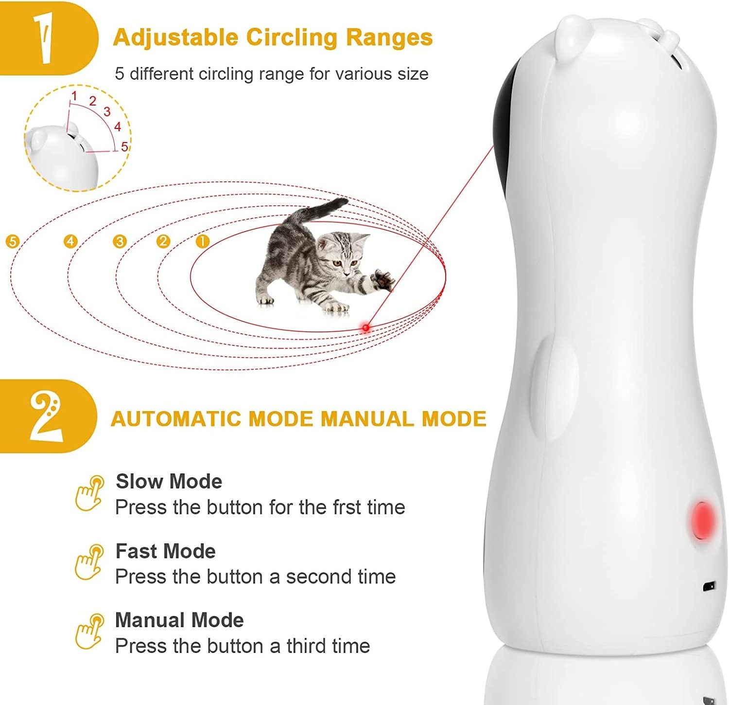 Interactive Cat Laser Toy Pet Laser Pointer For Cats Automatic Rotating Catch Training Cat Toy