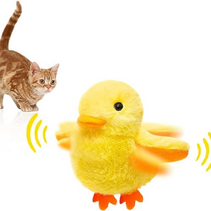 Rechargeable Touch Activated Duck Cat Squeaking Catnip cute kitten plush toy Interactive Cat Toys for Cats/Kittens