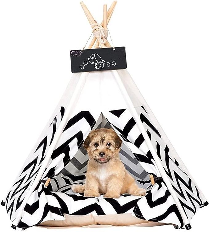 2023 Hot Sale Simple Pet Teepee Sofe Cotton Indian Cat Tent House Pet Beds teepee tent & Accessories With Cushion