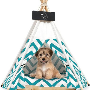 2023 Hot Sale Simple Pet Teepee Sofe Cotton Indian Cat Tent House Pet Beds teepee tent & Accessories With Cushion