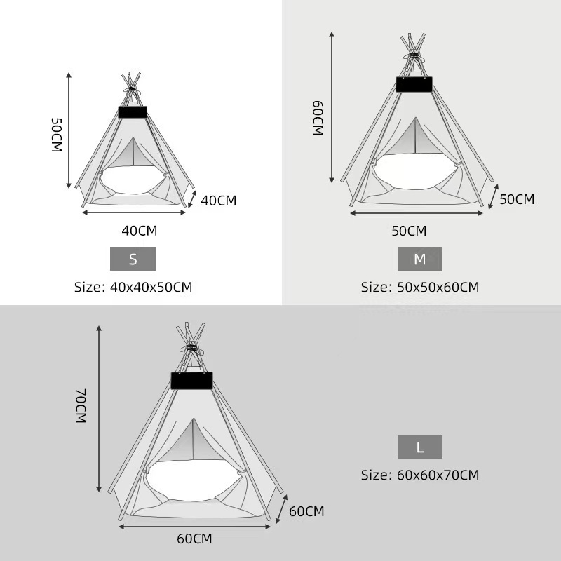 2023 Hot Sale Simple Pet Teepee Sofe Cotton Indian Cat Tent House Pet Beds teepee tent & Accessories With Cushion