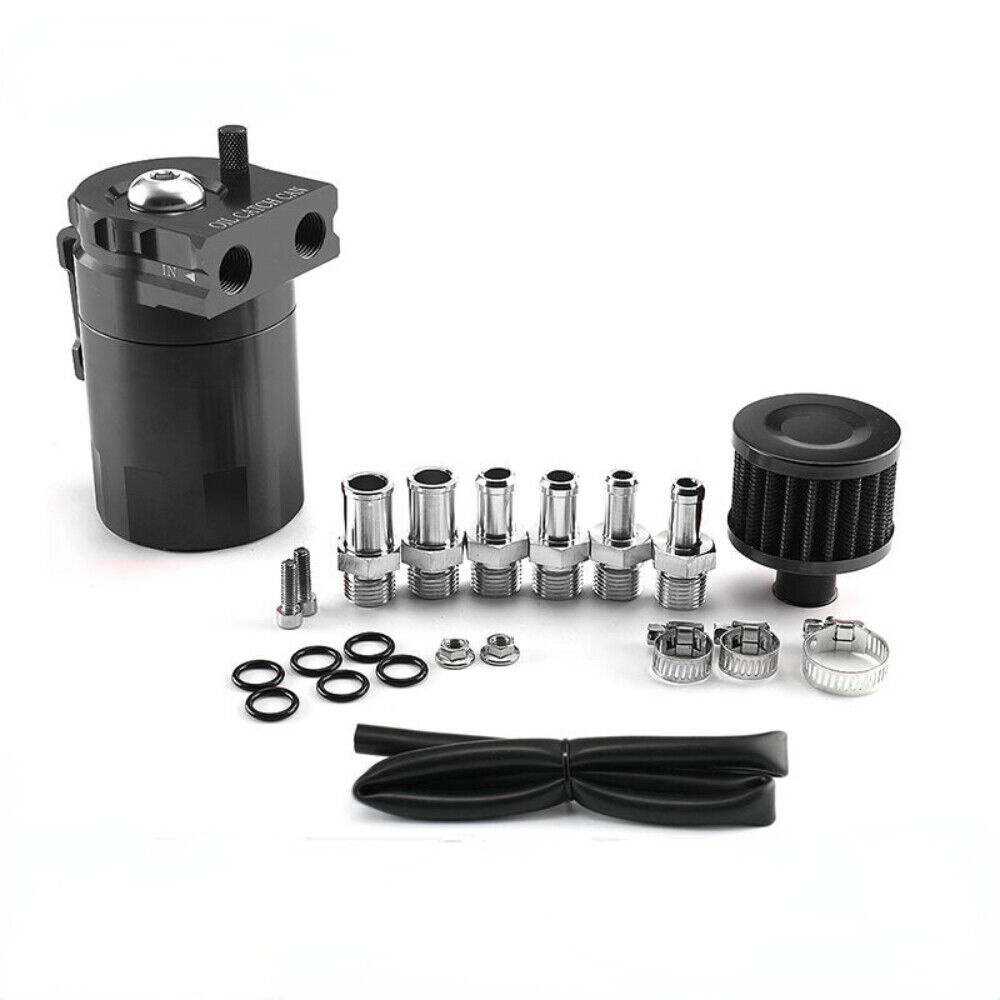 Universal Oil Catch Can Kit Reservoir Baffled Tank with Breather Filter Oil Catch Can Baffled Aluminum