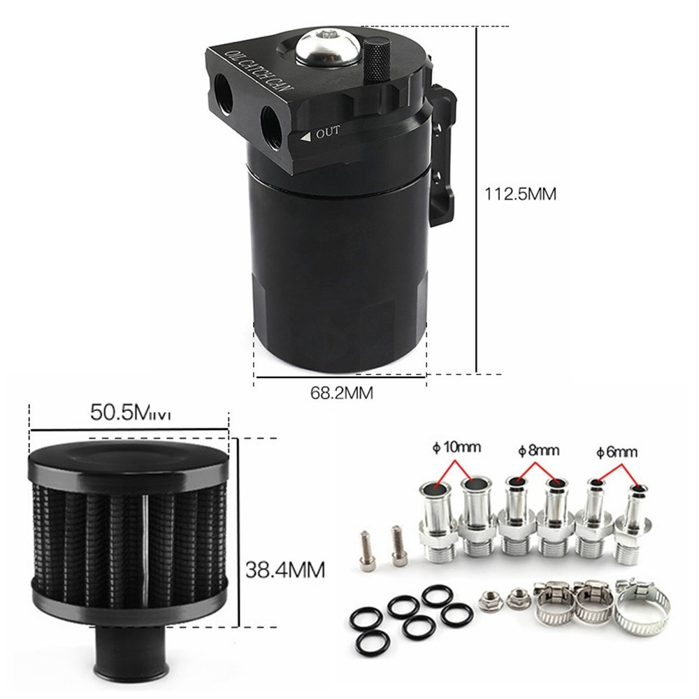 Universal Oil Catch Can Kit Reservoir Baffled Tank with Breather Filter Oil Catch Can Baffled Aluminum