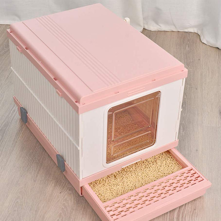 Closed Sandbox Cat Foldable Litter Tray Big Toilet Box Self-Cleaning Training Indoor Toilet Dog Rabbit