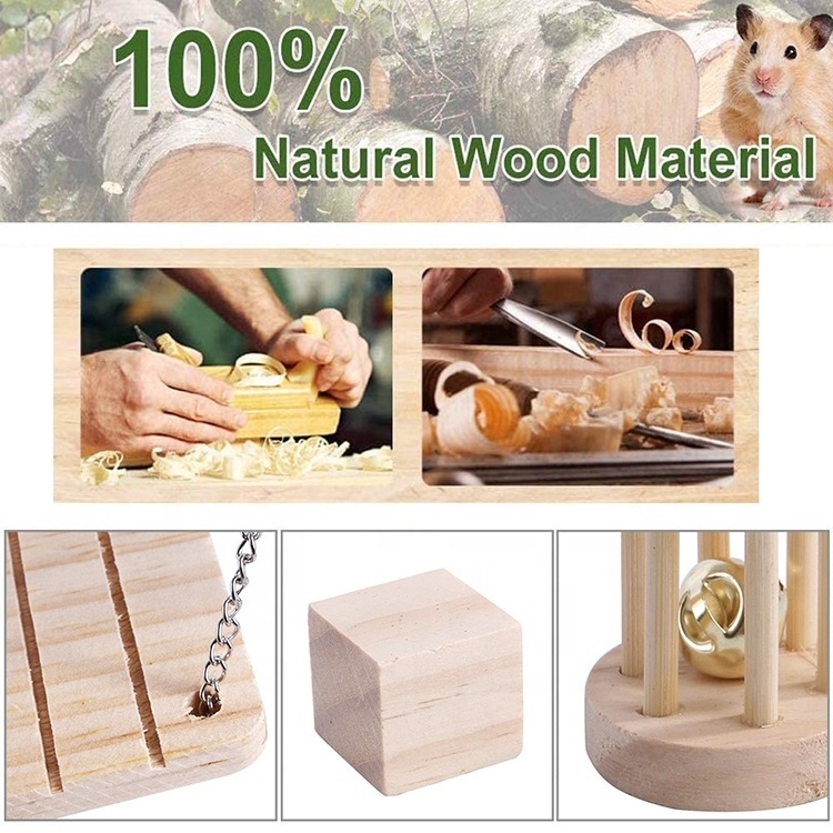 Natural Wooden Hamster Toys Hammock Swing Pet Supplies Hamster Chew Toys Set