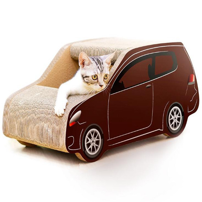 Customized Interactive Toys Car shape cardboard cat scratcher toy