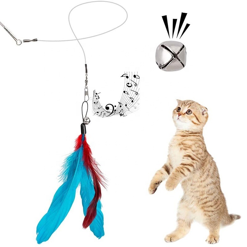 2PCS Retractable Cat Wand Toys and 10PCS Cat Feather Toy  with Bell Refills,Interactive Cat Toy