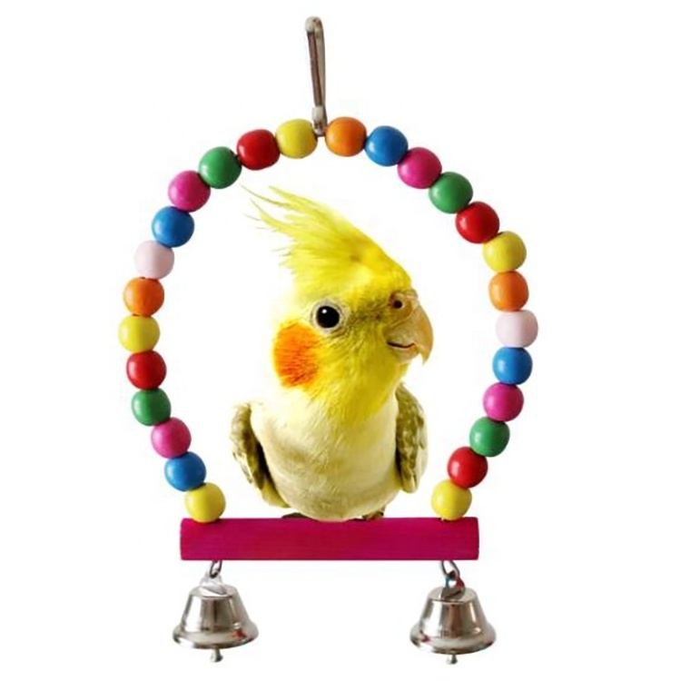 5pcs Pet Bird Parrot Climb Chew Toys Hanging Cockatiel Parakeet Swing Cage Birds Toys With Bell