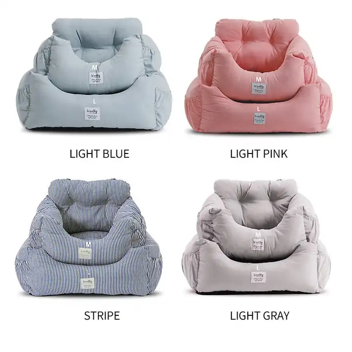 Factory wholesale Customized logo Blue Pink Grey PP Cotton Car Dog cat pet safety seat bed