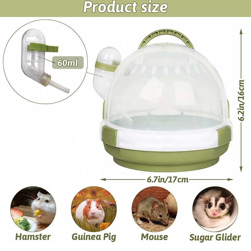 Portable Mice Hamster Cage Travel Carrier Case Hamster Carrier Cage with Water Bottle