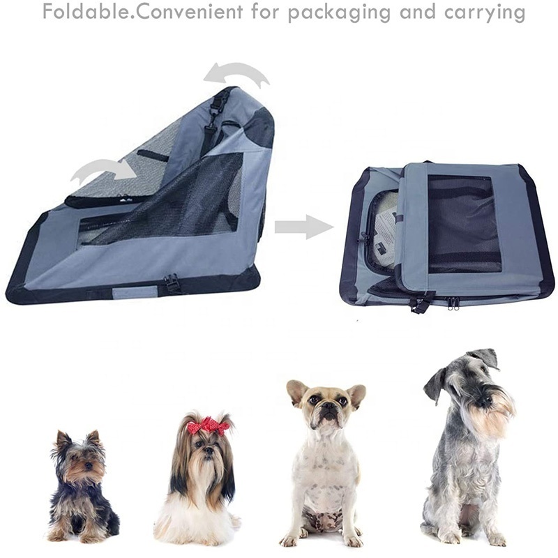 Portable Folding Dog Crate Kennel Outdoor Carry Dog Crate With Steel Frame