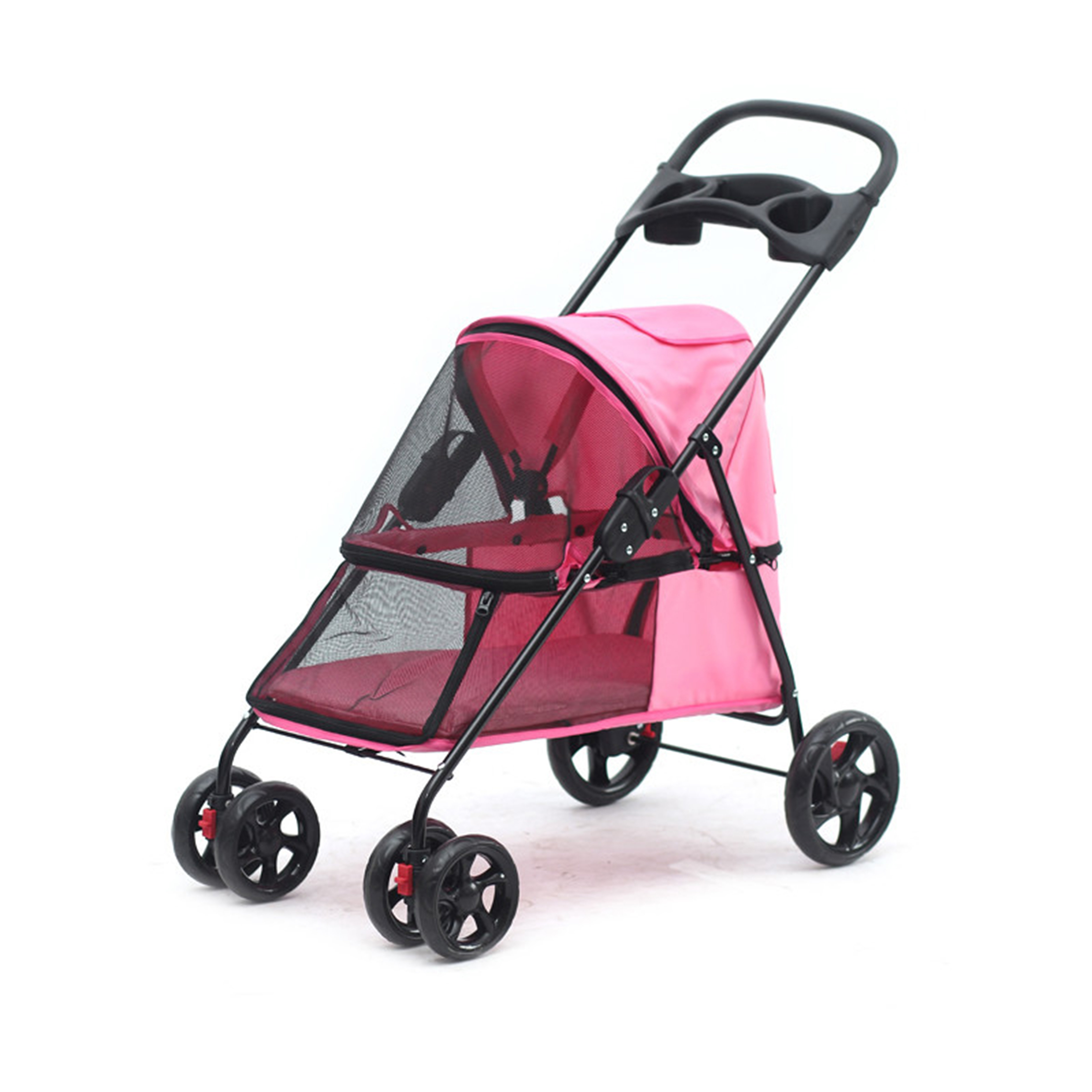 Pink Aluminium ABS travel gear double dog 5 in 1 pet stroller