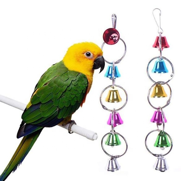 5pcs Pet Bird Parrot Climb Chew Toys Hanging Cockatiel Parakeet Swing Cage Birds Toys With Bell