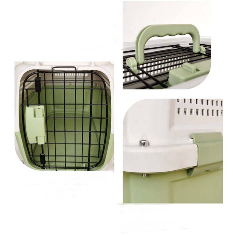 2-Door Top Load Hard-Sided Dog Cat Kennel Travel Carrier Plastic Dog Crate