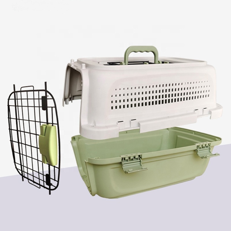 2-Door Top Load Hard-Sided Dog Cat Kennel Travel Carrier Plastic Dog Crate