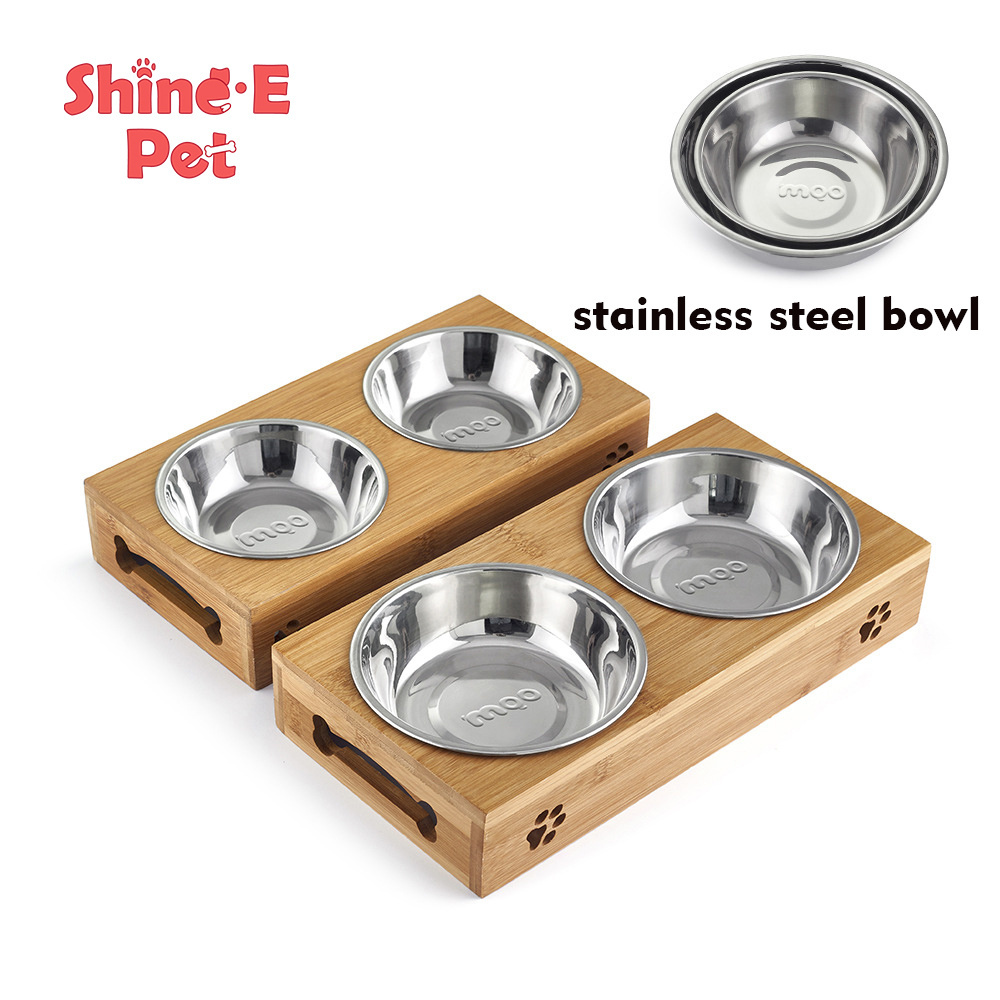 Premium Elevated Dog and Cat Pet Feeder, Double Bowl Raised Stand Comes with Extra Two Stainless Steel Bowls