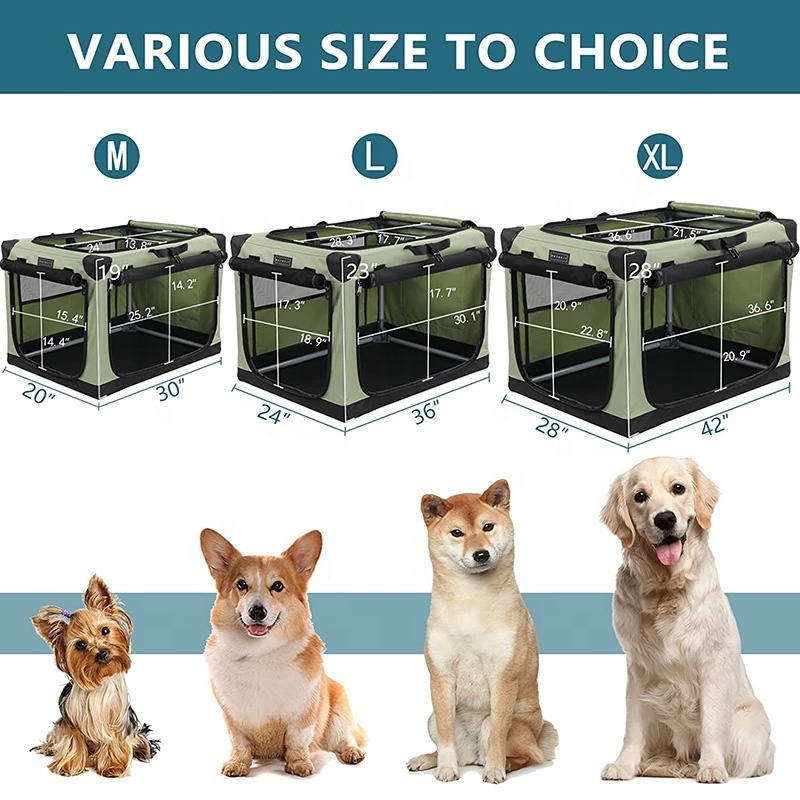 Portable Folding Dog Crate Kennel Outdoor Carry Dog Crate With Steel Frame