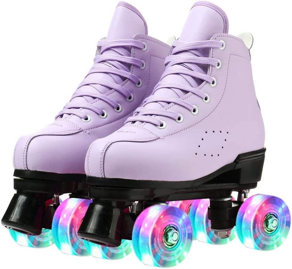 Classic Cowhide Men High-Top Shoes Double-Row  Four-Wheel Boys Girls Unisex Roller Skates