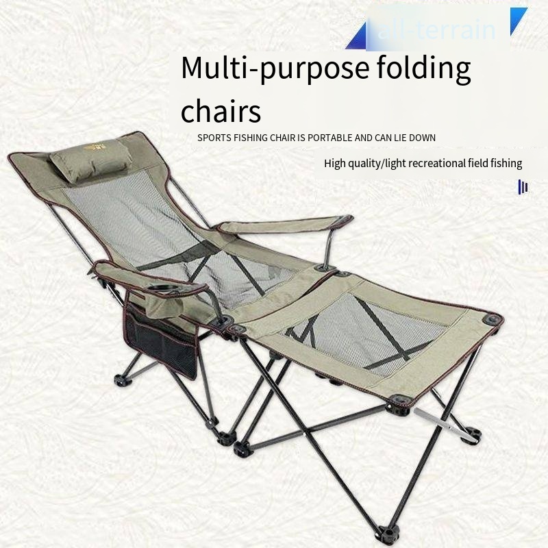 Outdoor portable sit-Lie dual-use folding chair with footrest beach armchair leisure camping sketching chair Fishing recliner