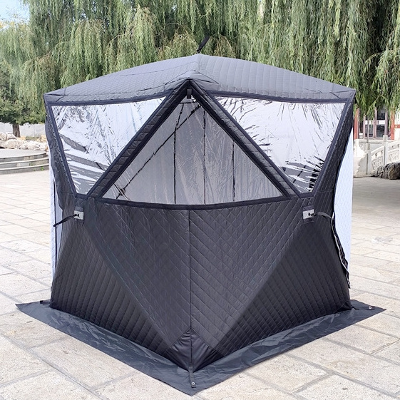 Jetshark Outdoor Automatic Pop up Three layer Thicken Sauna Tent With large Window Camping Ice Fishing Tent Portable Sauna Tent