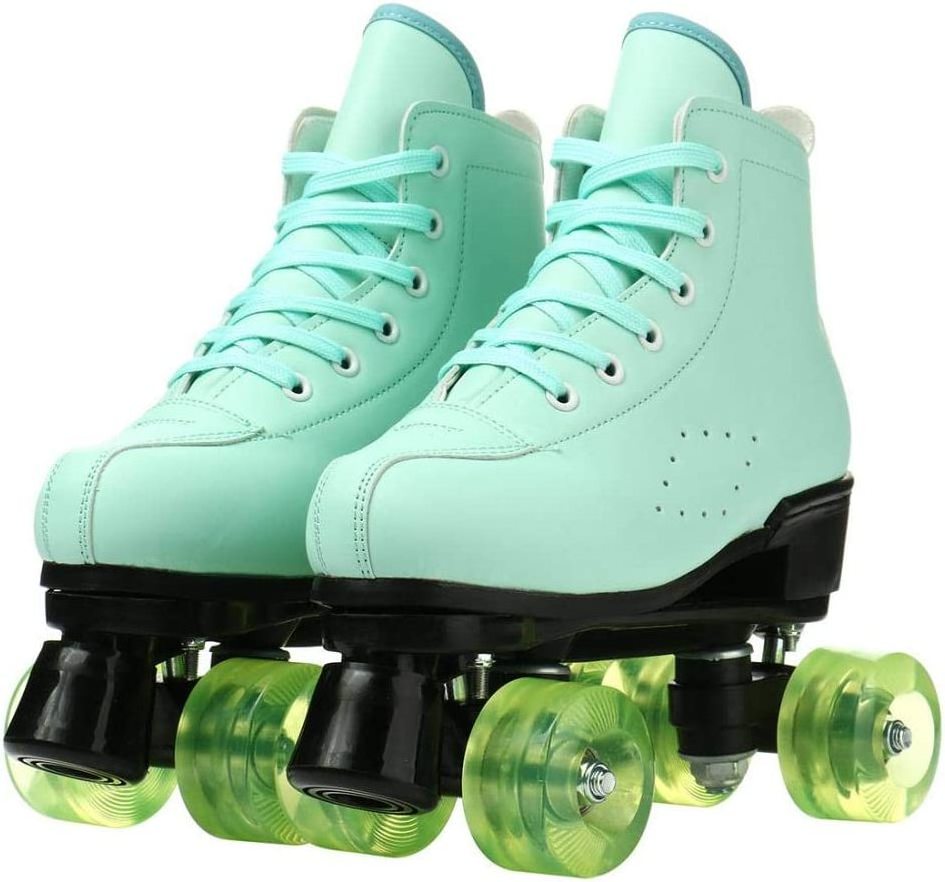 Classic Cowhide Men High-Top Shoes Double-Row  Four-Wheel Boys Girls Unisex Roller Skates